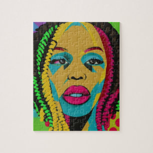 Kühner Pop Art-African American Woman mit Locs Puzzle