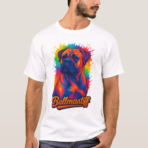 Kühner Pop-Art-Bullmastiff – Lebendiger Neon-Hund T-Shirt