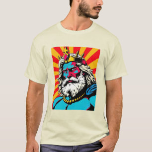 Kühner Pop Art Zeus - farbenfrohe griechische Gott T-Shirt