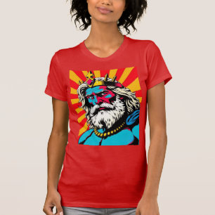 Kühner Pop Art Zeus - farbenfrohe griechische Gott T-Shirt