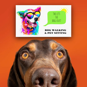 Kühner Regenbogen-Hundeführer Pet Sitter Visitenkarte