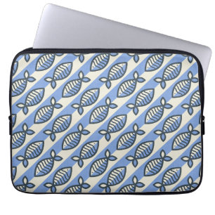 Kühner Retro-Fisch blau Laptopschutzhülle