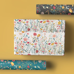 Kühner Romantischer Farbiger Wilder Blumengarten Geschenkpapier Set