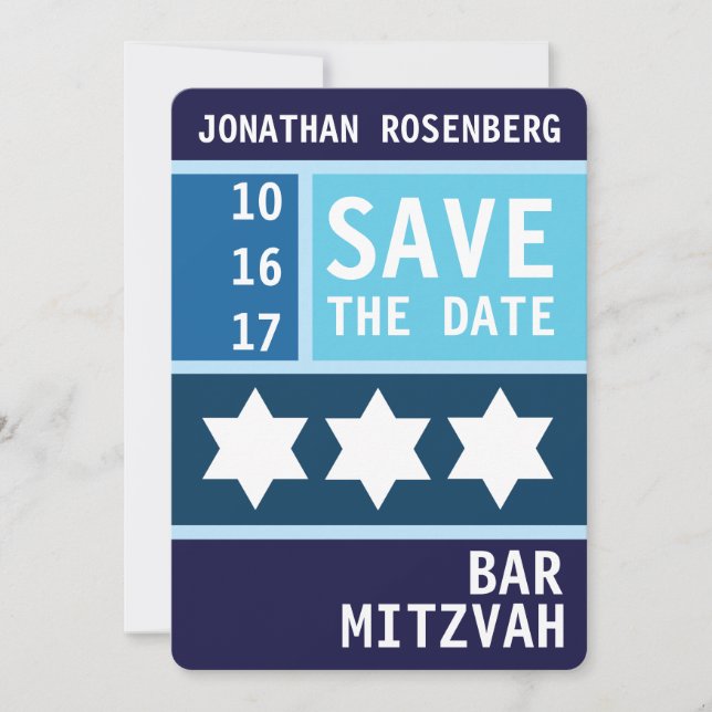 Kühner Star von David Bar Mitzvah Save the Date (Vorderseite)