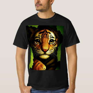 Kühner Tigerjunges im Dschungelblatt | Herren T-Sh T-Shirt