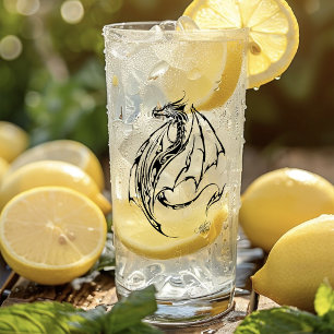 Kühner tribaler Drache Schwarze Linien Kunst Fanta Glas