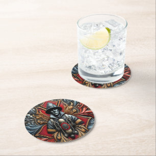 Kühner Tribut an mutige Feuerwehrleute Runder Pappuntersetzer