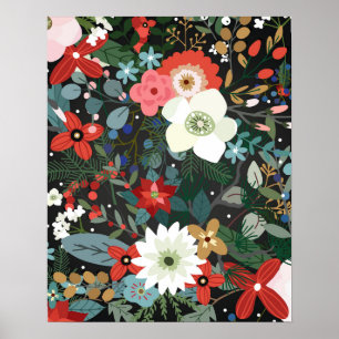 Kühner Verrückter Bunter Blumen- Dunkler Schicker Poster