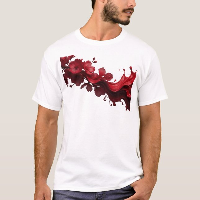 Kühnes ABSTRACTES BLUMEN Kunst Design T-Shirt (Vorderseite)