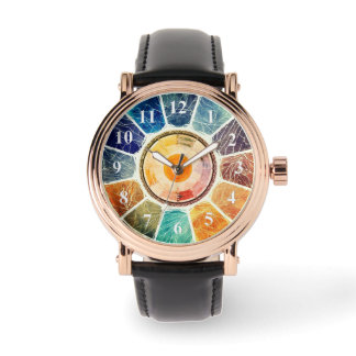 Kühnes abstraktes Spektrum-Zifferblatt – modern ma Armbanduhr