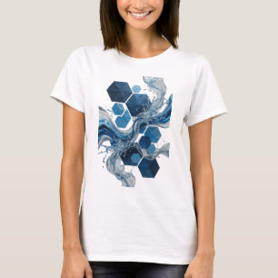 Kühnes Blau WATER UND HEXAGONE Grafik T-Shirt