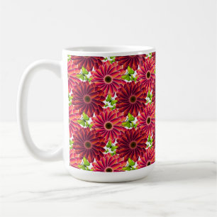 Kühnes Blumenmuster mit Schmetterlingen   Lebendig Kaffeetasse