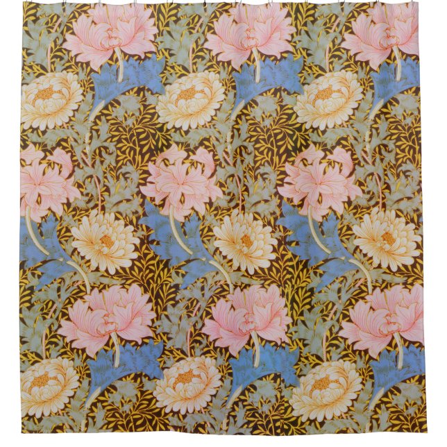 Kühnes Blumenmuster Wm Morris Design Duschvorhang (Vorderseite)