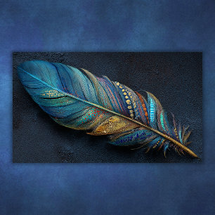 Kühnes Boho Türkis Blau Gold Feder Künstlerisches Poster