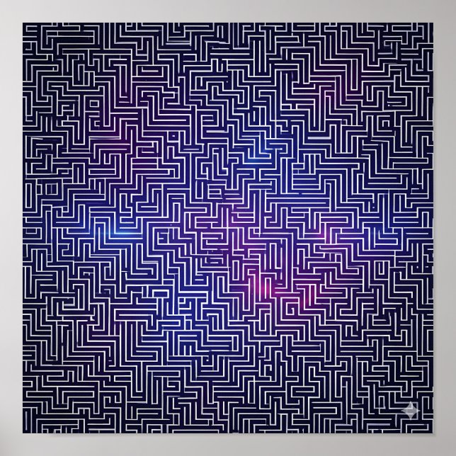 Kühnes Flachfarbmuster: Laser Grid Pop Art Poster (Vorne)