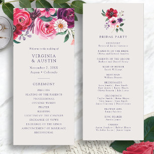 Kühnes Florales Hochzeitsprogramm Programm