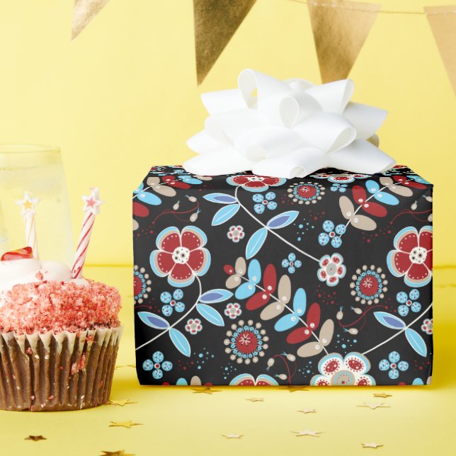 Kühnes florales Muster Geschenkpapier (Geburtstagsparty)