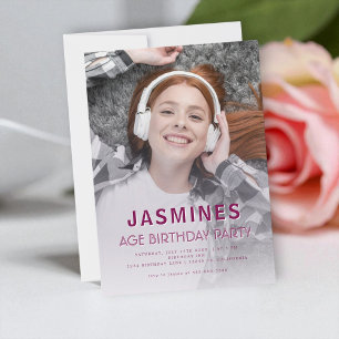 Kühnes Foto Lila Teen Geburtstag trendige Einladun Einladung