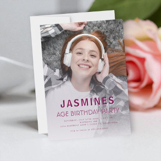 Kühnes Foto Lila Teen Geburtstag trendige Einladun Einladung