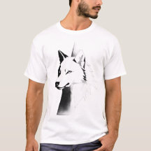 Kühnes geometrisches Wolfskopf-T-Shirt für Männer