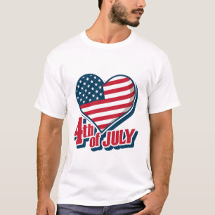 Kühnes Herz 4. Juli American Flag T - Shirt USA