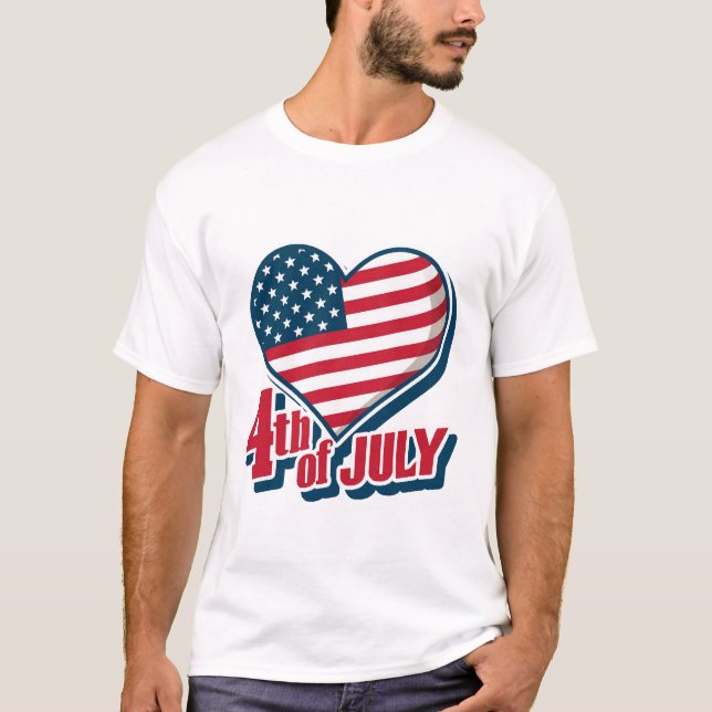 Kühnes Herz 4. Juli American Flag T - Shirt | USA (Vorderseite)