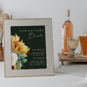Kühnes Land Sonnenblume Dunkelgrüne Signatur-Drink Poster