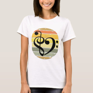 Kühnes musikalisches Herz über retro Sonnenunterga T-Shirt