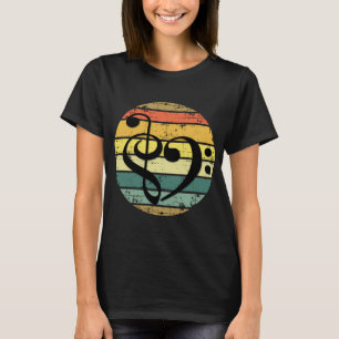 Kühnes musikalisches Herz über retro Sonnenunterga T-Shirt