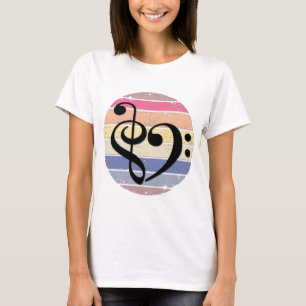 Kühnes musikalisches Herz über retro Sonnenunterga T-Shirt