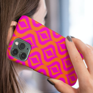 Kühnes Orange-Hot-Pink-Sommer-Ikat-Ogee-Kunstmuste Case-Mate iPhone Hülle
