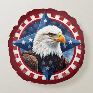 Kühnes patriotisches Adler-Emblem Rundes Kissen