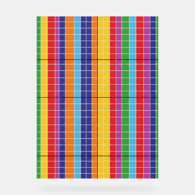 Kühnes Regenbogenraster-Muster Modernes Kunstposte Acrylschild (Vorderseite)