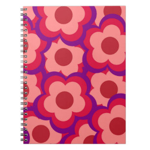 Kühnes Retro-Hippie-Blumenmuster Notizblock