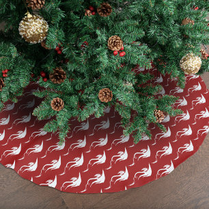 Kühnes Rot-Weiß-Stammes-Drache-Weihnachtsdesign Polyester Weihnachtsbaumdecke