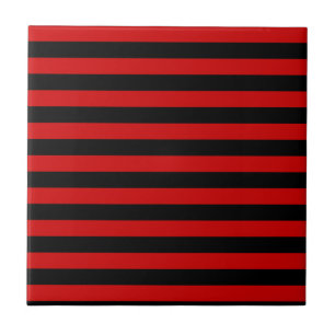 Kühnes Schwarz-Rot-Gestreift Muster Fliese
