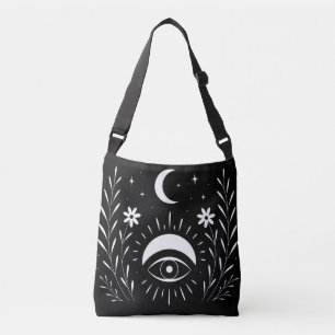 Kühnes Schwarz-Weiß-Auge Boho Tragetaschen Mit Langen Trägern