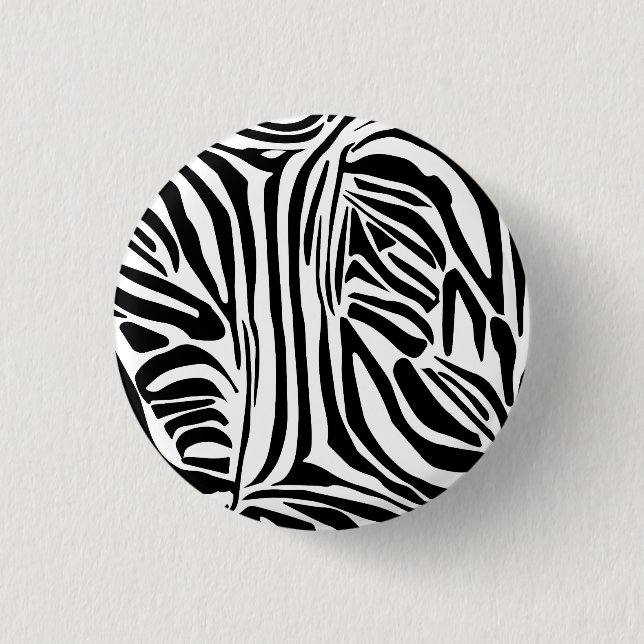 Kühnes Schwarz-Weiß-Zebramuster Button (Vorderseite)