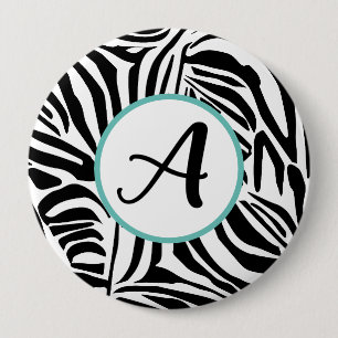 Kühnes Schwarz-Weiß-Zebramuster Button
