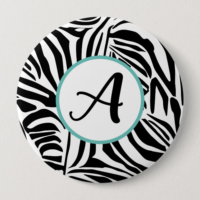 Kühnes Schwarz-Weiß-Zebramuster Button (Vorderseite)