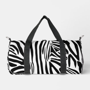 Kühnes Schwarz-Weiß-Zebramuster Duffle Bag