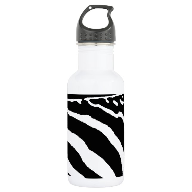 Kühnes Schwarz-Weiß-Zebramuster Edelstahlflasche (Vorderseite)
