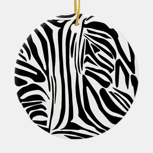Kühnes Schwarz-Weiß-Zebramuster Keramik Ornament (Vorne)