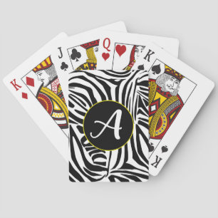 Kühnes Schwarz-Weiß-Zebramuster Spielkarten
