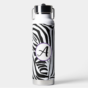 Kühnes Schwarz-Weiß-Zebramuster Trinkflasche