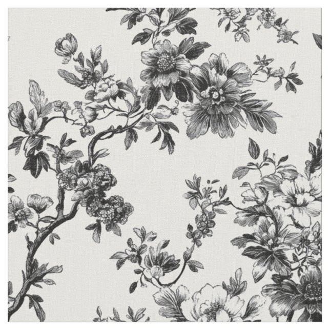 Kühnes schwarzes Blumenast-Muster Stoff (Nahaufnahme)