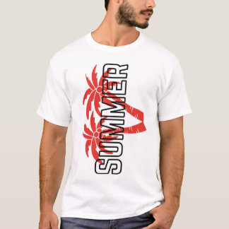Kühnes Sommer Grafik T-Shirt | Rot tropisch 