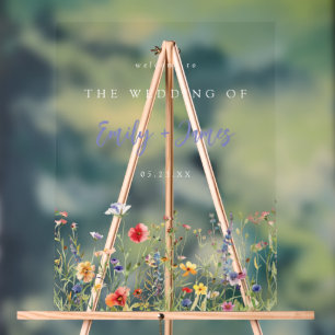 Kühnes Sommer-Wildblumen-Hochzeits-Willkommen Acrylschild