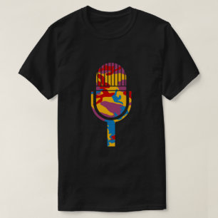 Kühnes Tarnmuster Vintage-Mikrofon T-Shirt