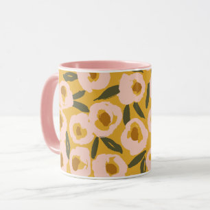 Kühnes, tintenfleckiges Blumenmuster Handgezeich Tasse